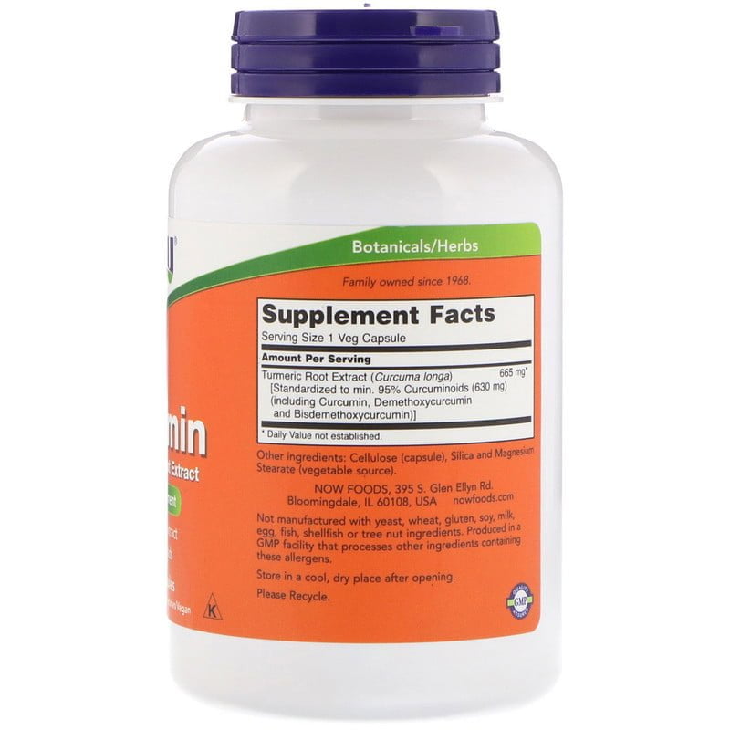 Kurkuma (Curcumine), 120 veggie capsules, Now Foods