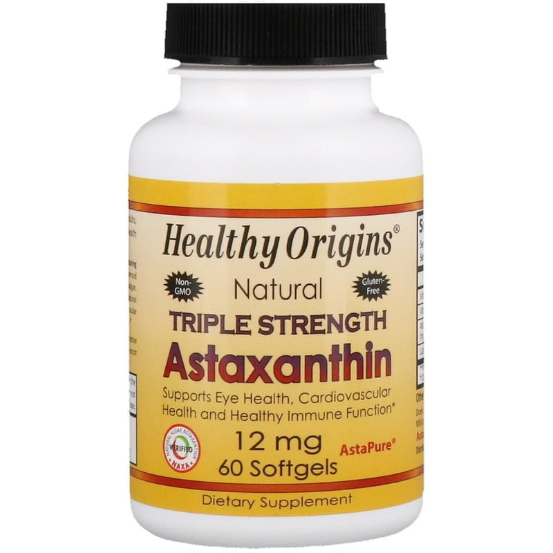 Astaxantine, triple strenght, 12 mg, 60 softgels, Healthy Origins