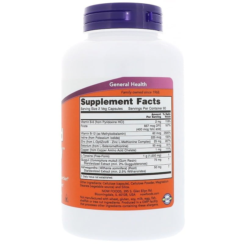 Schildklier energie (Thyroid), 180 caps, NOW Foods