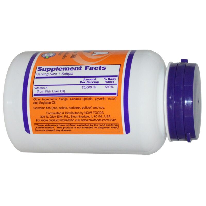 Vitamine A, 25.000 IE, (retinyl palmitaat) 250 softgels, Now Foods