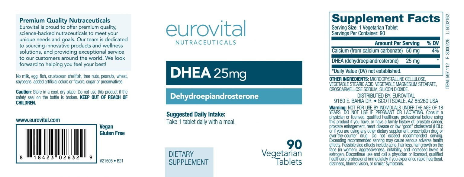 DHEA25mg90tablettenEurovital Van Dijk Vitamines