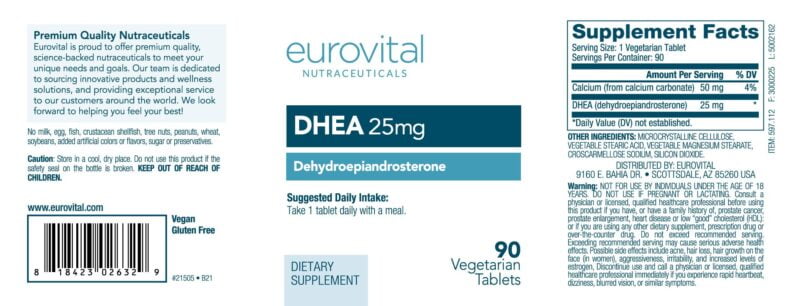 DHEA, 25 mg, 90 tabletten, Eurovital