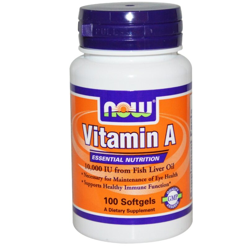 Vitamine A,  (retinyl palmitate), 10.000 IE, 100 softgels, Now Foods