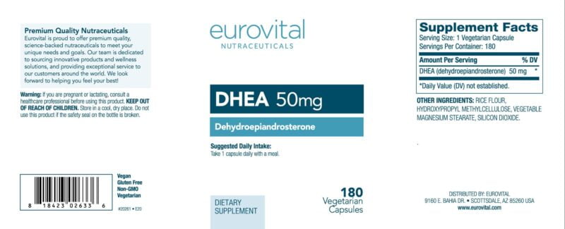 DHEA, 50 mg, 180 veg.caps, Eurovital