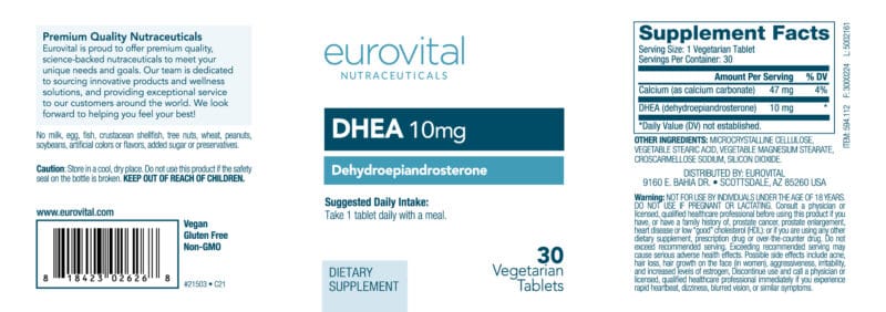 DHEA, 10 mg, 30 veg.tablets, Eurovital